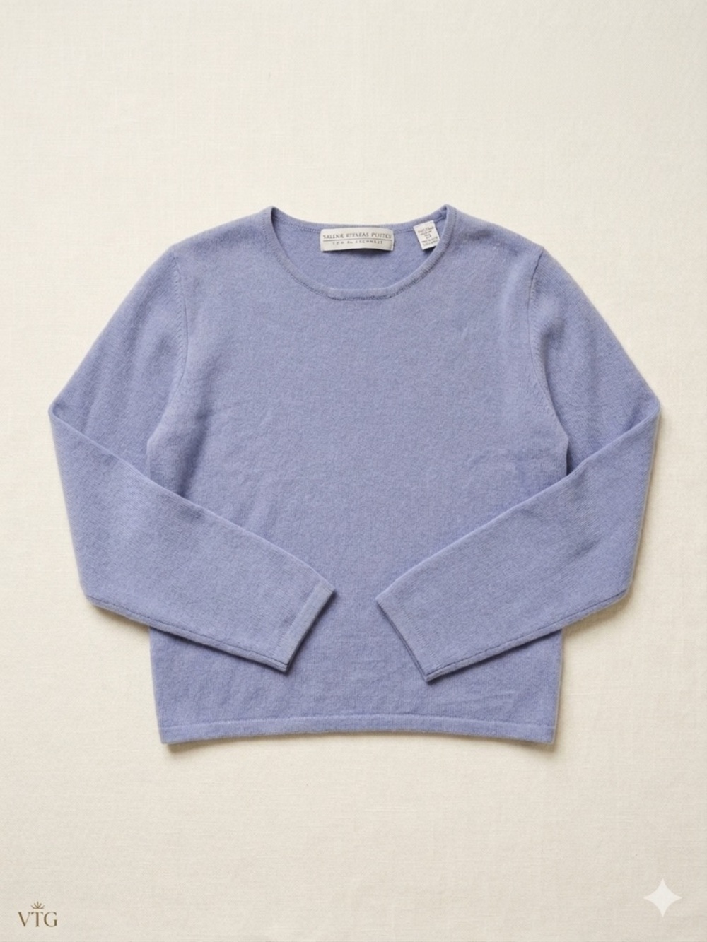 Valerie Stevens Lavender Purple 100% Cashmere Crewneck Sweater Medium Vintage